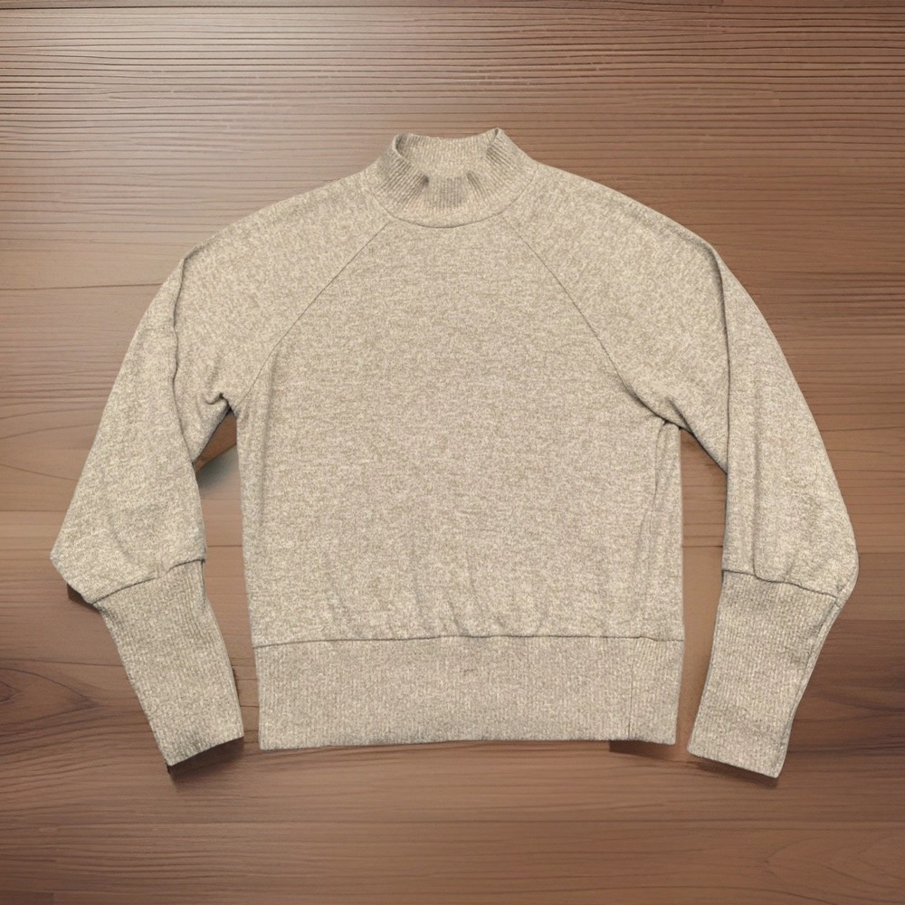 Maeve‎ Anthropologie Unisex Beige Mock Neck Pullover Sweater Long Sleeve Size XS